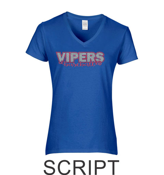 Vipers Ladies Short Sleeve Tee- 2 designs-Matte or Glitter