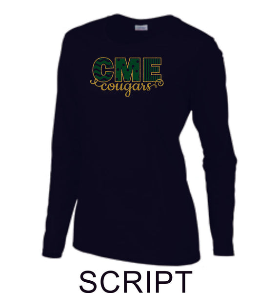 CME Long Sleeve Ladies Tee- 3 designs- Matte or Glitter