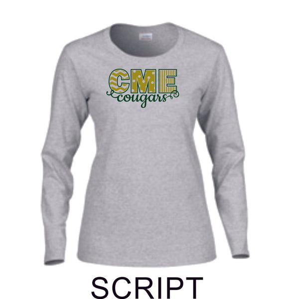 CME Long Sleeve Ladies Tee- 3 designs- Matte or Glitter