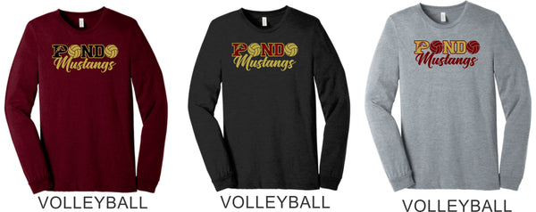 Pondo Volleyball Unisex Long Sleeve Tee- 8 Designs- Matte or Glitter