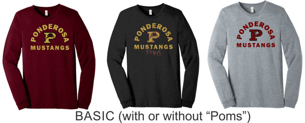 Pondo POMS Unisex Long Sleeve Tee- 6 Designs- Matte or Glitter