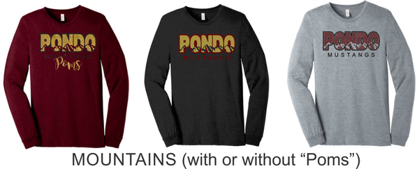 Pondo POMS Unisex Long Sleeve Tee- 6 Designs- Matte or Glitter