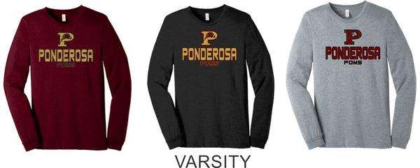 Pondo POMS Unisex Long Sleeve Tee- 6 Designs- Matte or Glitter