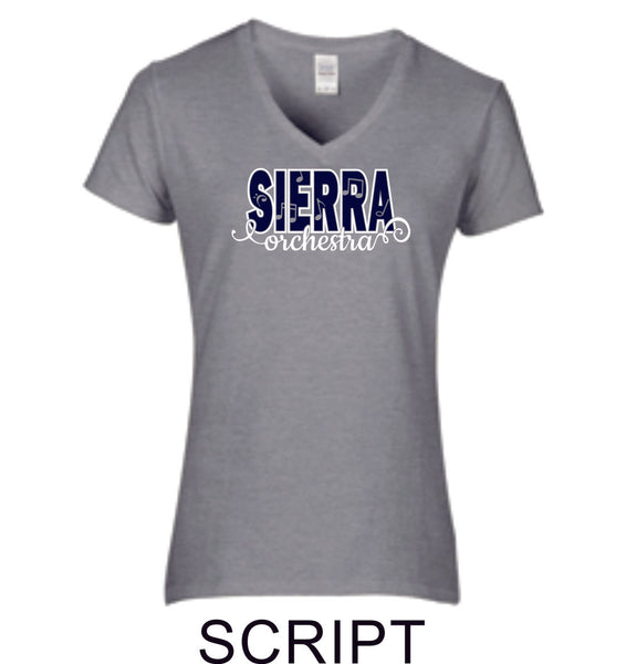 Sierra Music Ladies Short Sleeve Tee- 3 Designs- Matte or Glitter