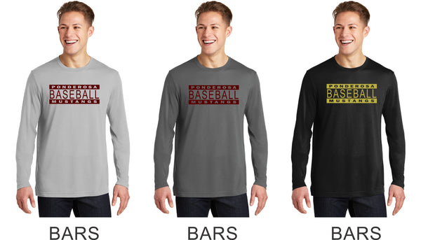 Pondo Baseball Long Sleeve Cotton Touch Wicking Tee- 5 Designs