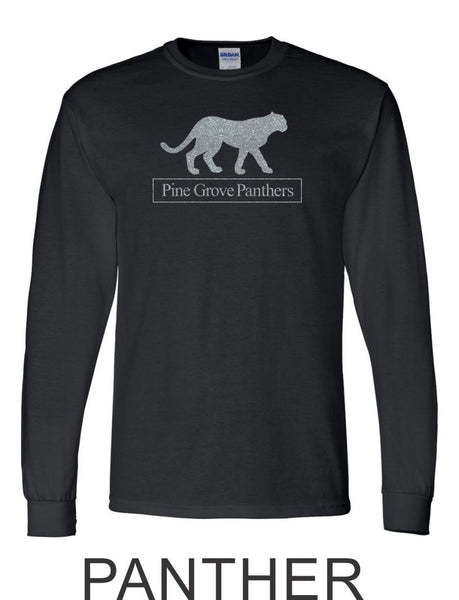 PGE Long Sleeve Black Tee- 4 Designs- Matte or Glitter