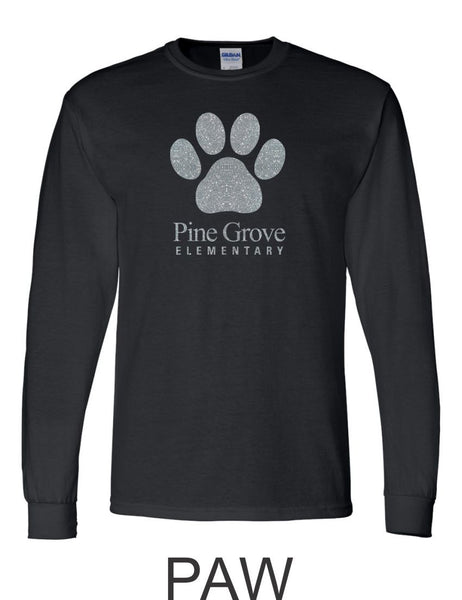 PGE Long Sleeve Black Tee- 4 Designs- Matte or Glitter