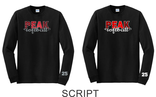 Peak Long Sleeve Tee- 3 designs-Matte or Glitter