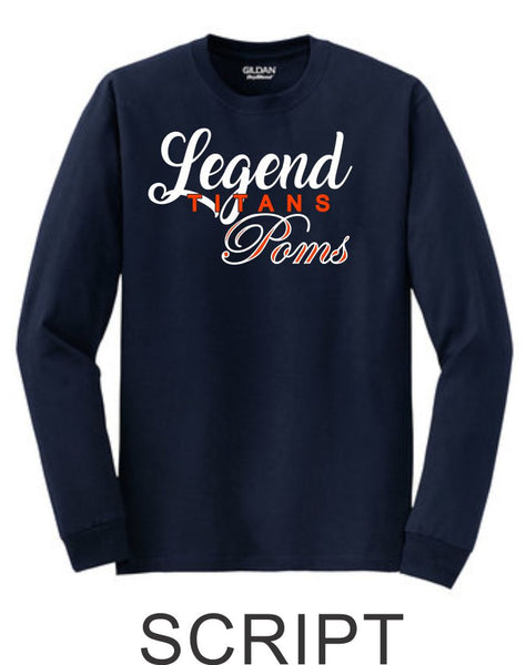 LT Poms Long Sleeve Tee - 3 designs-Matte or Glitter