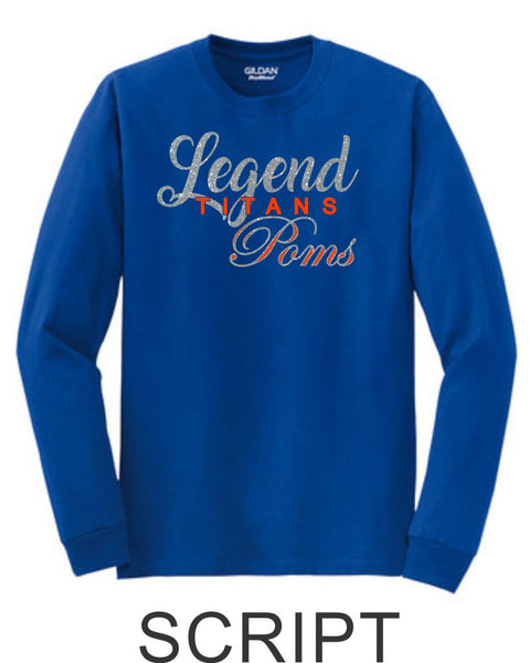 LT Poms Long Sleeve Tee - 3 designs-Matte or Glitter