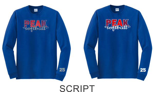 Peak Long Sleeve Tee- 3 designs-Matte or Glitter
