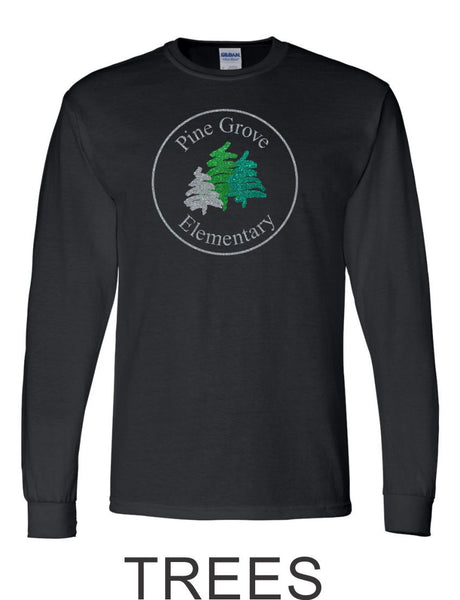 PGE Long Sleeve Black Tee- 4 Designs- Matte or Glitter