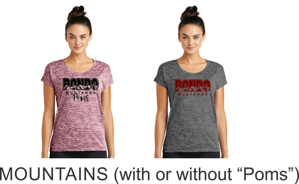 Pondo POMS Ladies Heather Wicking Tee- 4 Designs