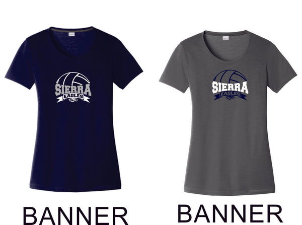 Sierra VOLLEYBALL Sport-Tek Ladies Wicking Tee - 4 designs