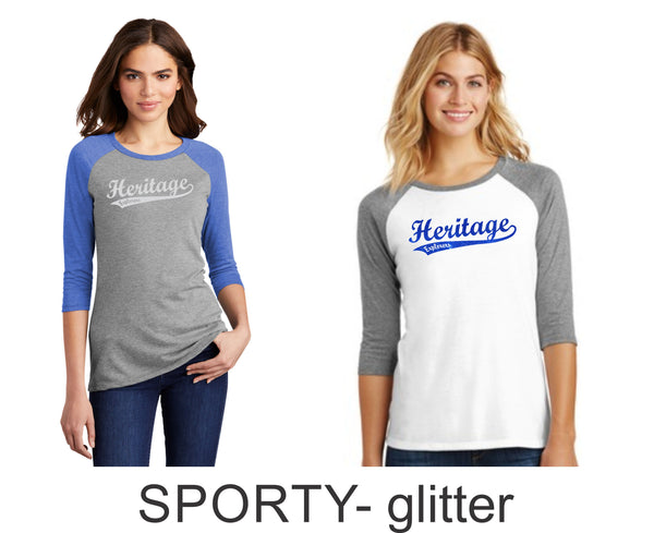 Heritage Raglan Tee-3 Designs- Matte or Glitter
