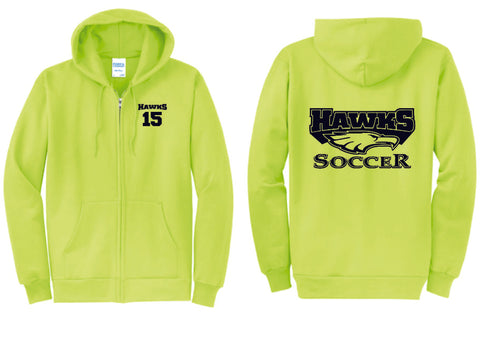 CO Hawks Soccer Neon  Zip Up Hoodie- Matte or Glitter