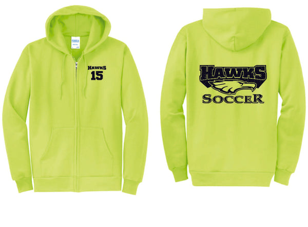 CO Hawks Soccer Neon  Zip Up Hoodie- Matte or Glitter