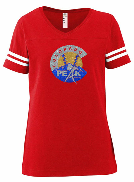 Peak Softball Ladies Varsity Tee- Matte or Glitter