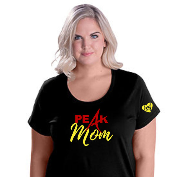 Peak Softball Mom Curvy Tee - Two Designs - Custom Number
