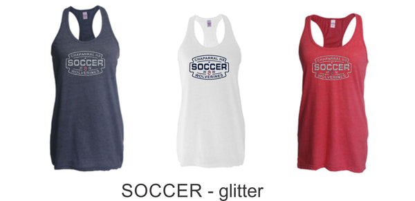 Chap Soccer Racerback Tank- 5 designs- Matte or Glitter