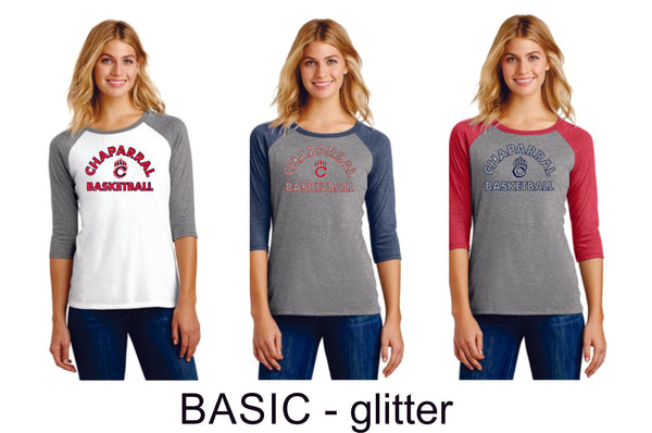 Chap Basketball Ladies Raglan -4 designs - Matte or Glitter