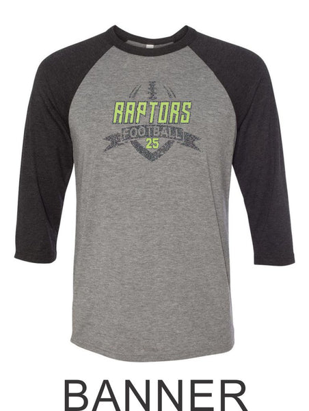 Raptors Football Raglan Unisex T-Shirt- 5 designs- Matte and Glitter