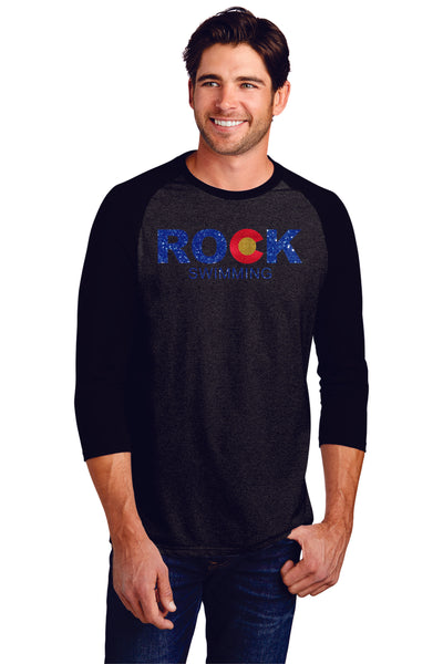 Rock Swimming Unisex Raglan Tee- 4 Colors Matte or Glitter