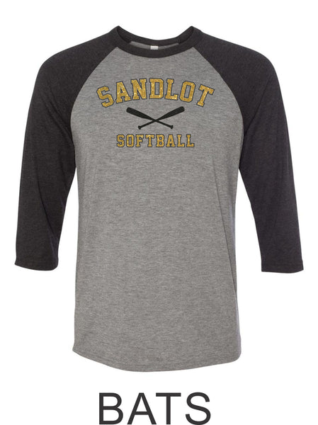 Sandlot Raglan Unisex T-Shirt- 2 designs- Matte and Glitter