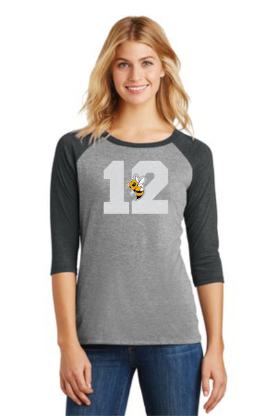 Sandlot Ladies Number Raglan- Matte or Glitter