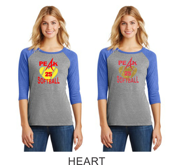 Peak Ladies Raglan- 3 designs- Matte or Glitter