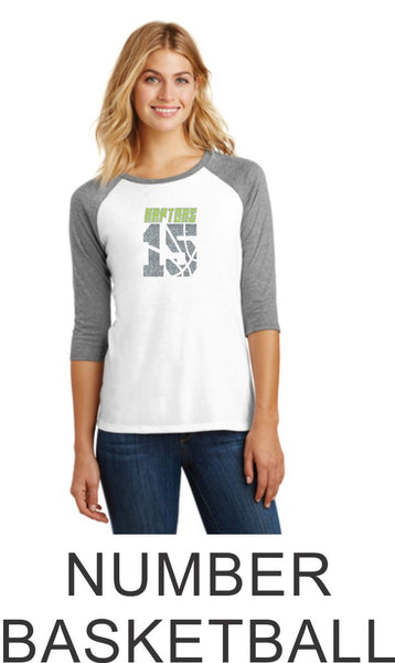 Raptors Ladies Raglan - 2 Designs- 4 Sports- Matte or Glitter