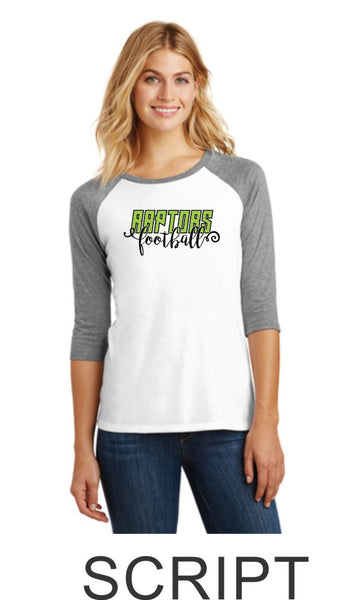 Raptors Ladies Raglan - 2 Designs- 4 Sports- Matte or Glitter