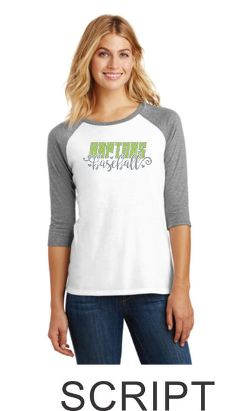 Raptors Ladies Raglan - 2 Designs- 4 Sports- Matte or Glitter