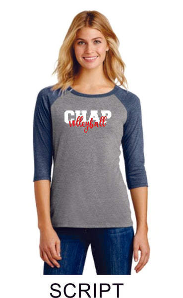 Chap Volleyball Raglan -3 designs - Matte or Glitter