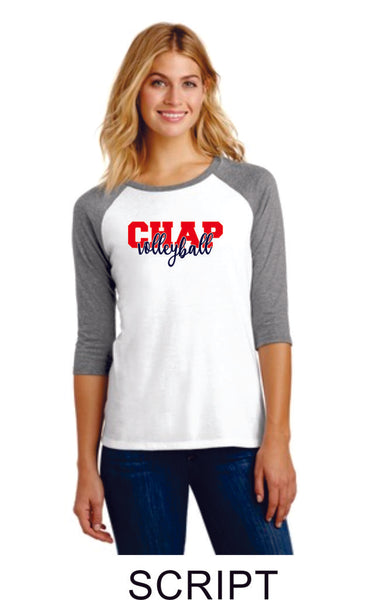 Chap Volleyball Raglan -3 designs - Matte or Glitter