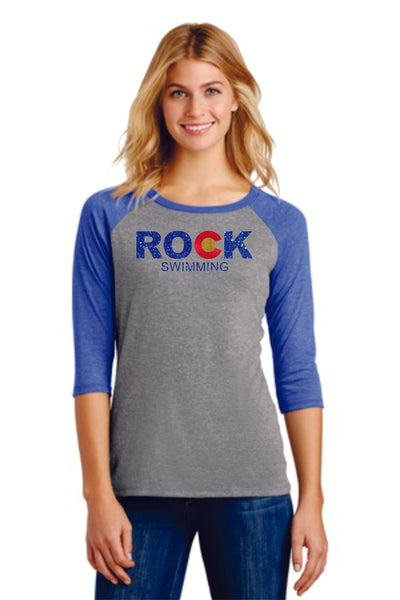 Rock Swimming Ladies Raglan Tee- 4 Colors Matte or Glitter