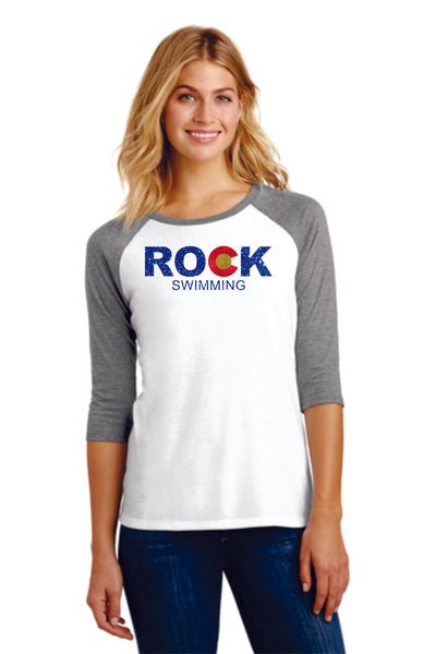 Rock Swimming Ladies Raglan Tee- 4 Colors Matte or Glitter