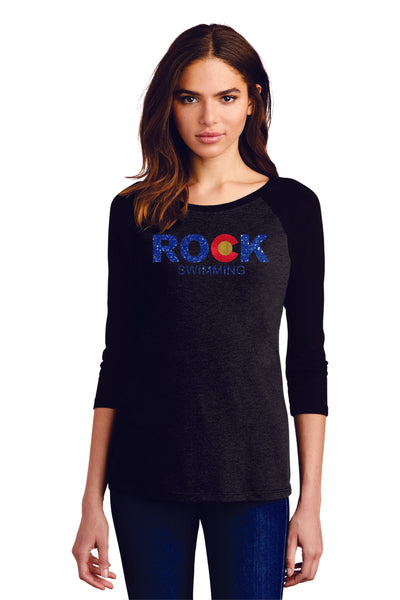 Rock Swimming Ladies Raglan Tee- 4 Colors Matte or Glitter