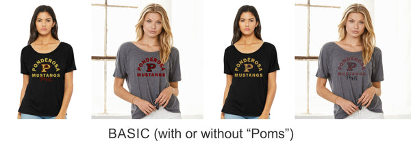 Pondo POMS Women's Slouchy Tee- 6 Designs- Matte or Glitter