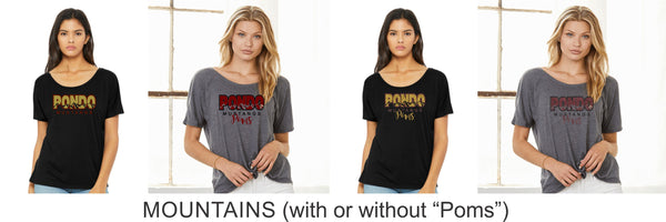 Pondo POMS Women's Slouchy Tee- 6 Designs- Matte or Glitter