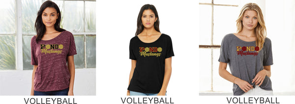 Pondo Volleyball Women's Slouchy Tee- 8 Designs- Matte or Glitter