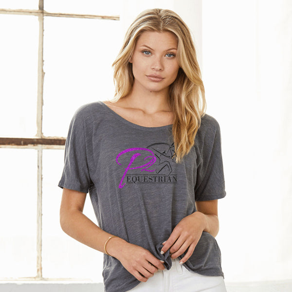 P2 Equestrian Slouchy Ladies Tee- Matte or Glitter