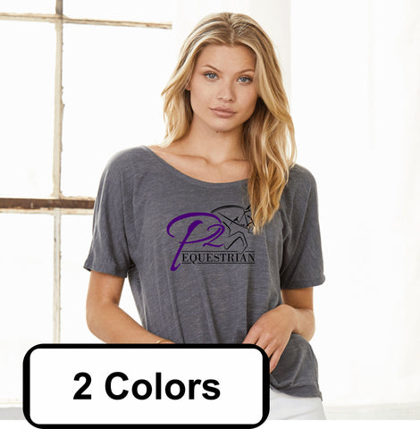 P2 Equestrian Slouchy Ladies Tee- Matte or Glitter