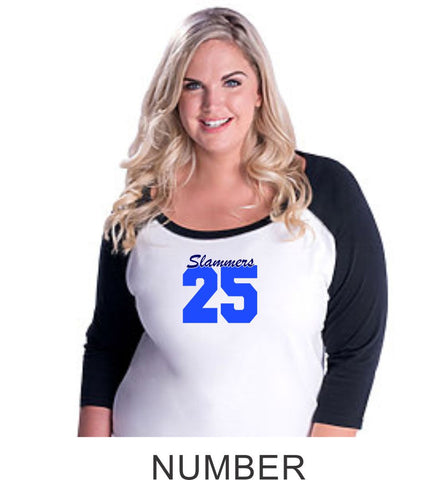 Slammers Curvy Lady Raglan- 2 desings- Matte or Glitter