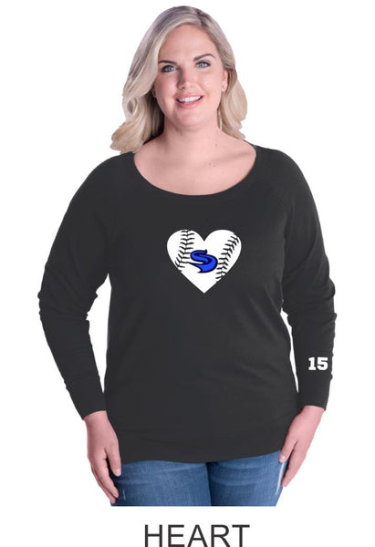 Slammers Curvy Ladies Slouchy Pullover- in 3 designs- Matte or Glitter