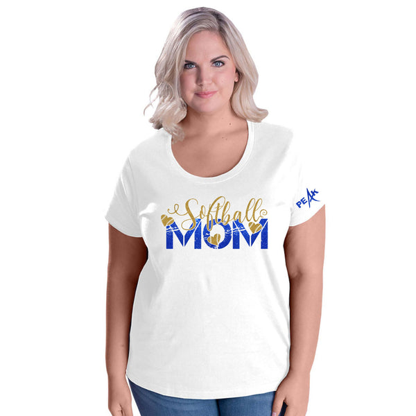 Peak Softball Mom Curvy Tee - Two Designs - Custom Number