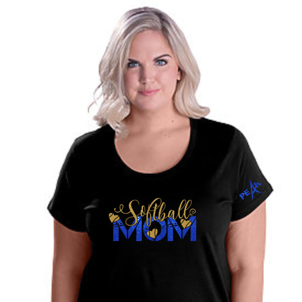Peak Softball Mom Curvy Tee - Two Designs - Custom Number