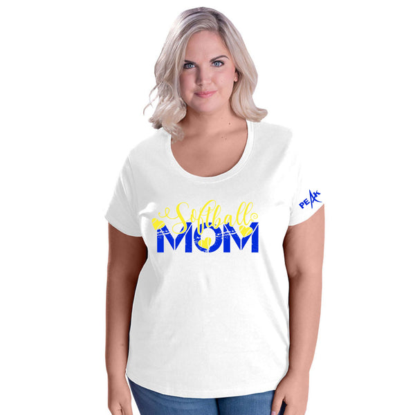Peak Softball Mom Curvy Tee - Two Designs - Custom Number