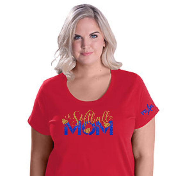 Peak Softball Mom Curvy Tee - Two Designs - Custom Number