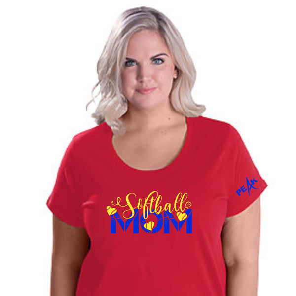 Peak Softball Mom Curvy Tee - Two Designs - Custom Number